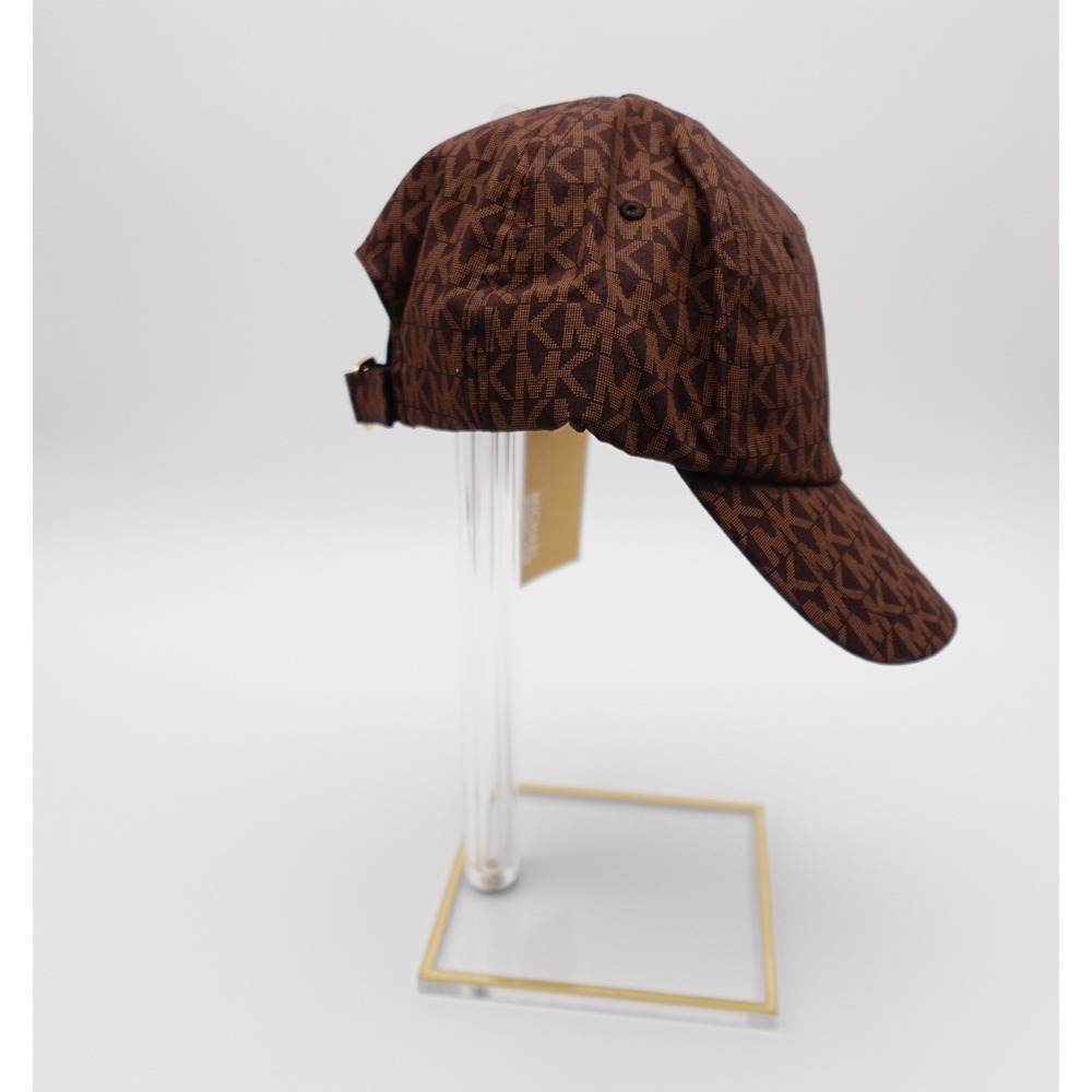Michael Kors Signature Logo Baseball Cap Brown MK Monogram Adjustable Hat NEW - Picture 2 of 6